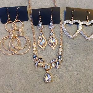 Gold Necklace &  Earrings Set